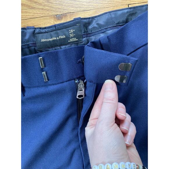 Abercrombie And Fitch A&F The Collin’s Slim Suit Pants 28x30 Deep Navy Preppy - Picture 7 of 9